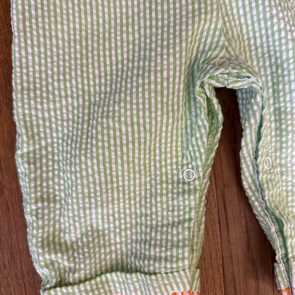 Lil Cactus Thanksgiving‎ Jon-Jon overalls Green Gingham Checkered 6-12 months